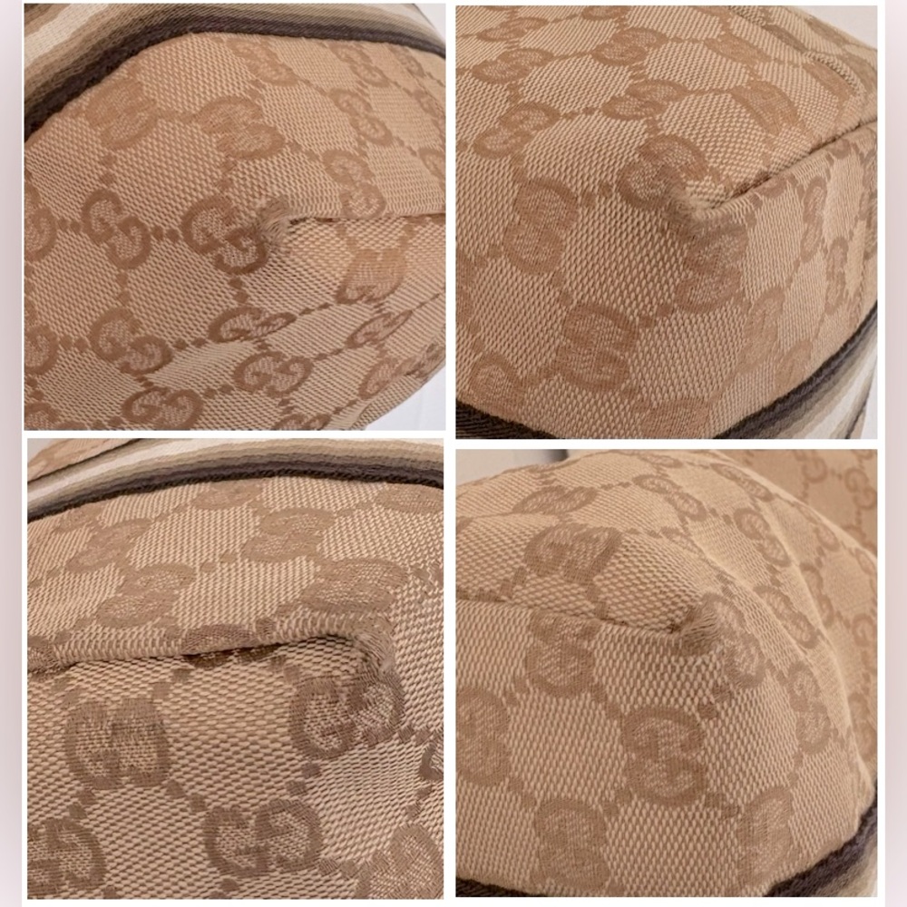 EUC [Gucci] Authenticated Monogram Canvas Jolicoeur Tote Handbag Beige w/ Gold - Picture 14 of 16